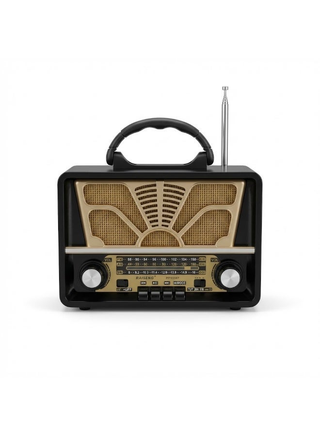 راديو متعدد الموجات FM/AM/SW - مشغل USB/TF/BT ومكبر صوت Hi-Fi - بطارية قابلة لإعادة الشحن وضوء كشاف - موديل R-7133BT - Image 1